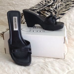 Black platform wedge shoes